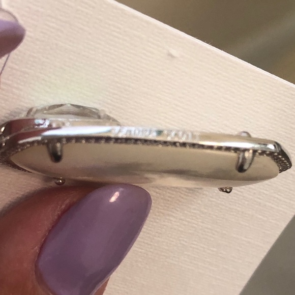 NWT Kendra Scott RARE & Retired Emmy Earrings Silver & Ivory Pearl & Dichroic! - Picture 11 of 15